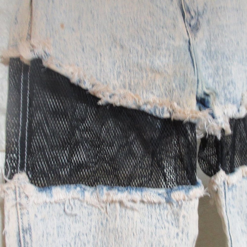 Vintage Retro Traffic Acid Wash Fishnet Jeans Size 7/8 - Picture 4 of 6